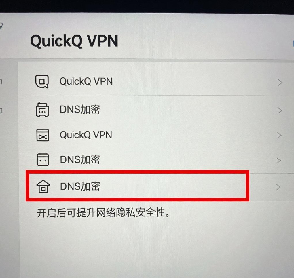 如何在QuickQ VPN中开启DNS加密功能？
